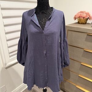 Aakaa Purple Button-Down Shirt Dress